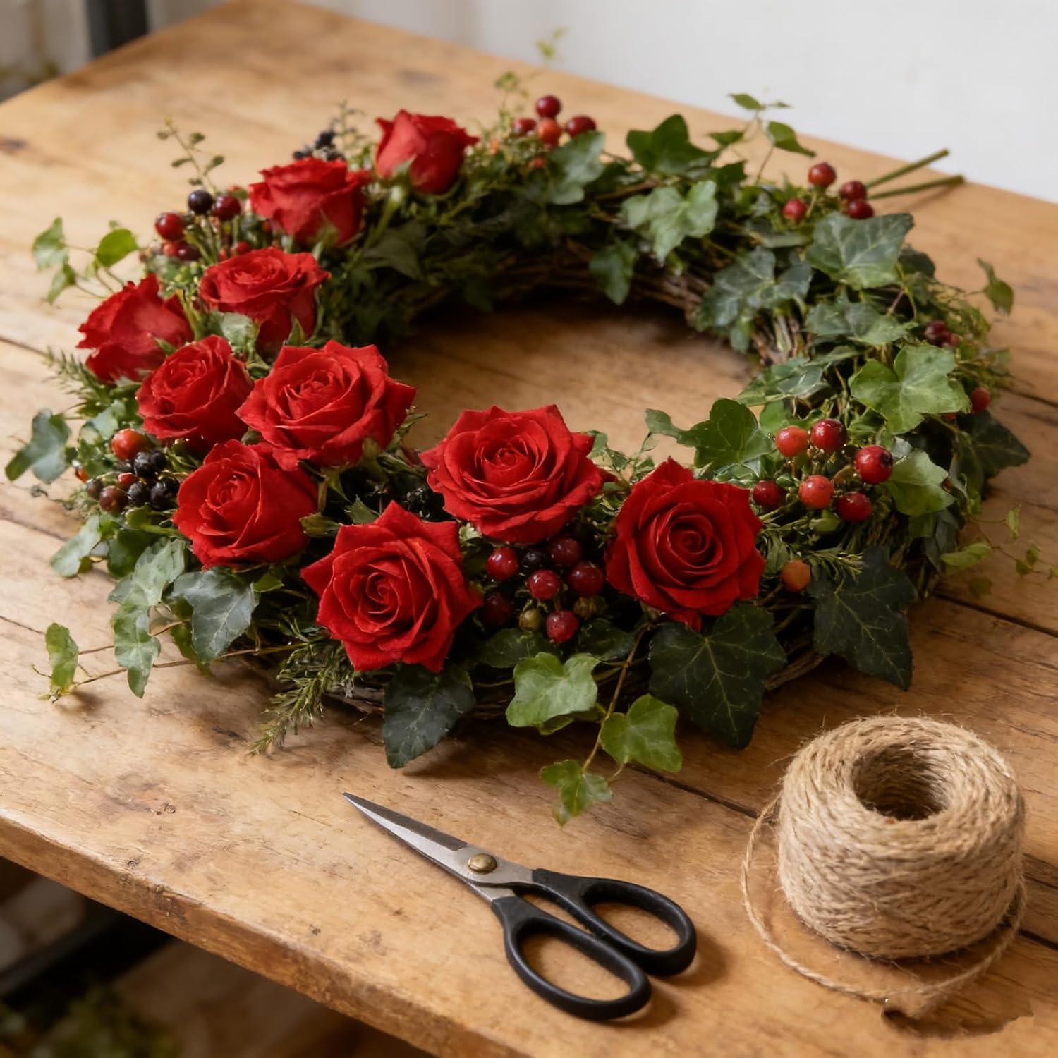 Kimura's Cabin 12pcs Red Lifelike Roses Artificial Flowers 16.9" Long Stem Real Touch Roses Fake Flowers, Faux Plants for Wedding Party Home Dining Table Centerpieces Valentine's Day Decor