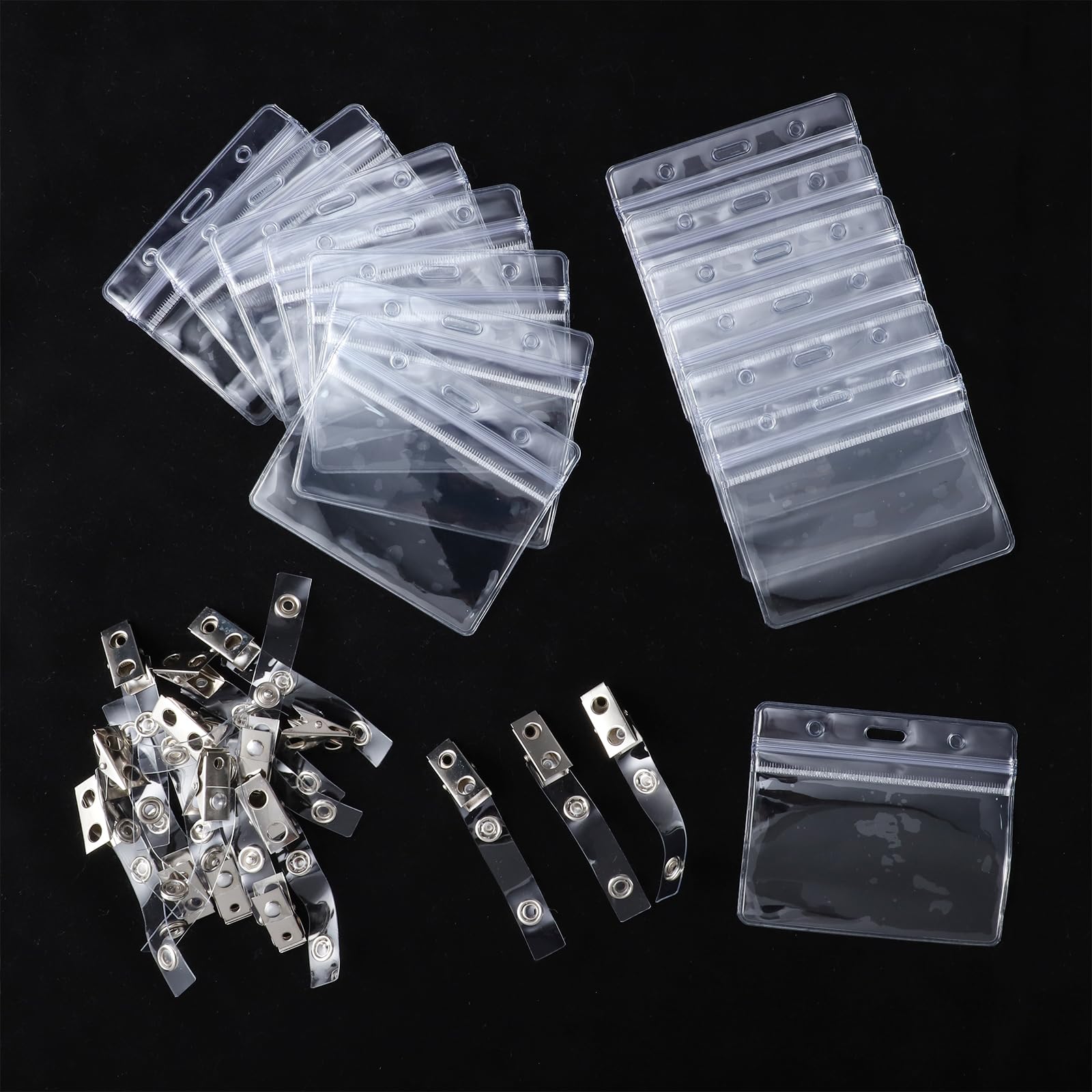 Porte Badge Avec Porte Carte Transparent,Porte Badge Tour De Cou,3 Ensemble Comprend 2 Cordon,2