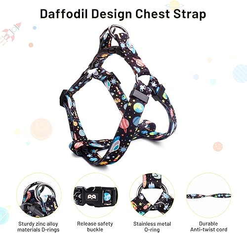 Miniatura 8 de QQPETS Arnés para perro con correa  sin tirones ajustable para mascotas, clip trasero halter, collar básico, resistente, correa antitorsión de 5