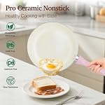 M MELENTA Pink Pots and Pans Set Non Stick, 11 Piece Non Toxic Ceramic Cookware Set, Induction Ready Kitchen Cooking Set with Cool-Grip Handles, PFOA & PTFE Free