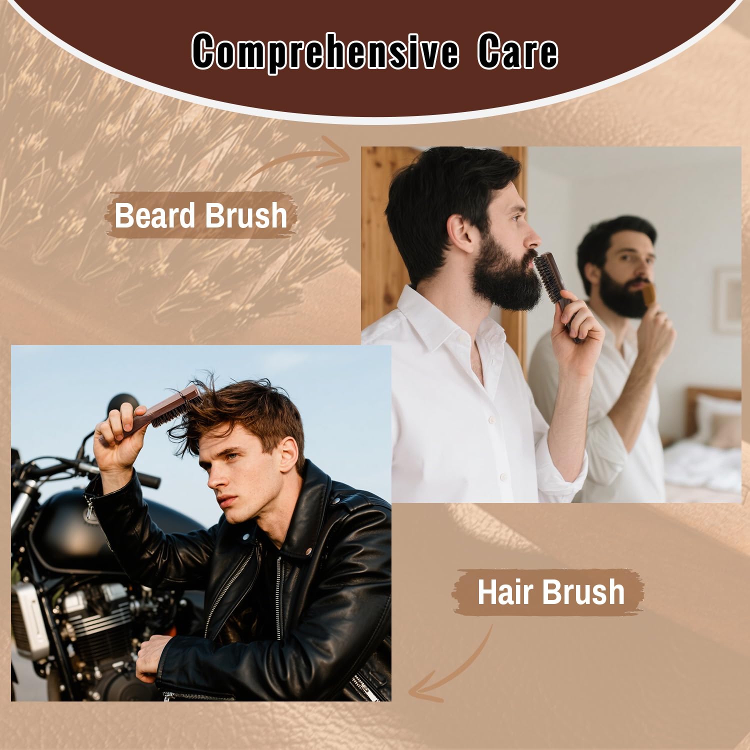 GAINWELL Mens Wild Boar Bristle Hair Brush for Men, Slick Back Hair Brush with Stiff Bristles for Thick Hair, Natural Black Walnut Wooden Handle Hairbrush, Beard Mustache Brush Comb - Image 7