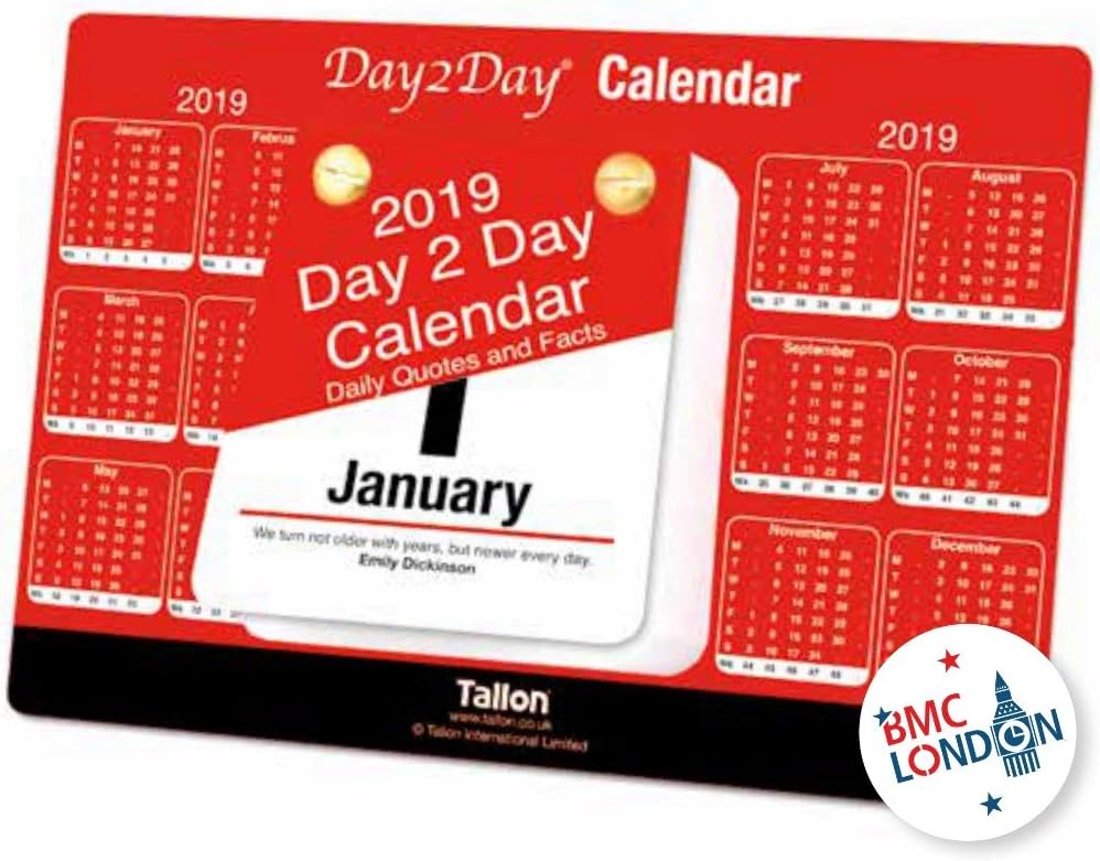 2019 Calendar and Planner Month To View/Week to View (Day To Day Desk Top Stand Up Tear Off)
