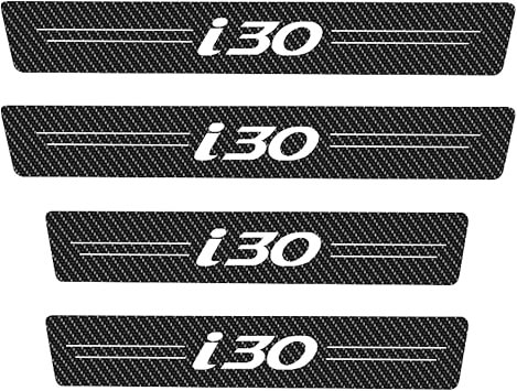 EAGLEG 4pcs Car Outer Door Sill Protector Kick Plates for Hyun-dai Accent Tucson KONA CRETA I20 I30 IX20 IX35, Carbon Fiber Accessories Scuff Guard Threshold Cover Pedal, Trim Non-Slip, I30
