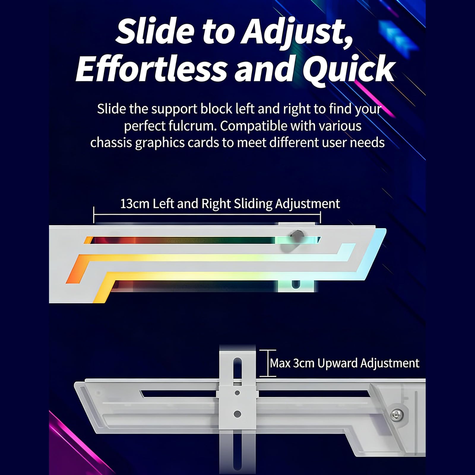 Supporto per Scheda Video GPU RGB con Lettura Digitale della Temperatura e Installazione Senza Attrezzi per staffe Supporto GPU per Case