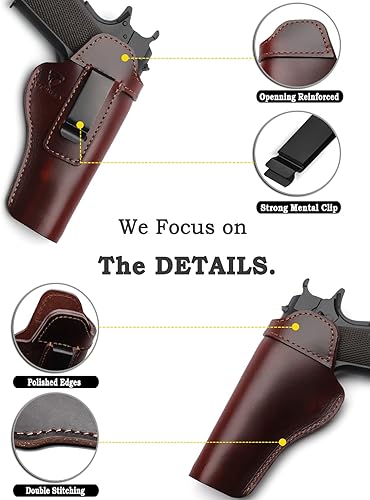 Miniatura 4 de Cranssy Funda 1911 Funda IWB de piel auténtica para transporte oculto compatible con Kimber 1911Colt 1911 S  W 1911Sig Sauer 1911Remington - Ruger