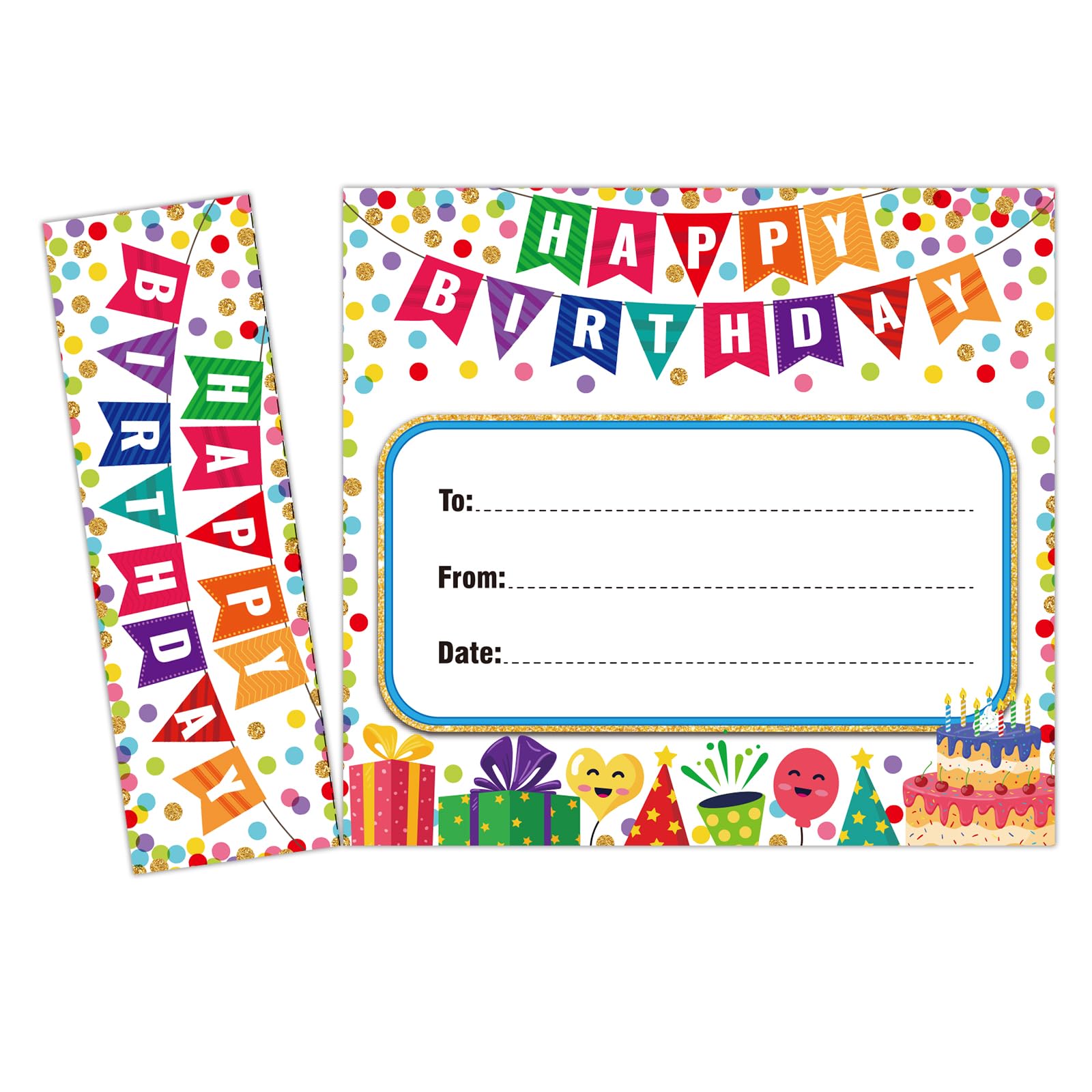 FaCraft 36 marcapáginas de confeti de feliz cumpleaños, cupcakes, marcapáginas de cumpleaños para estudiantes de profesores, regalos de cumpleaños para niños, aula, suministros para profesores de
