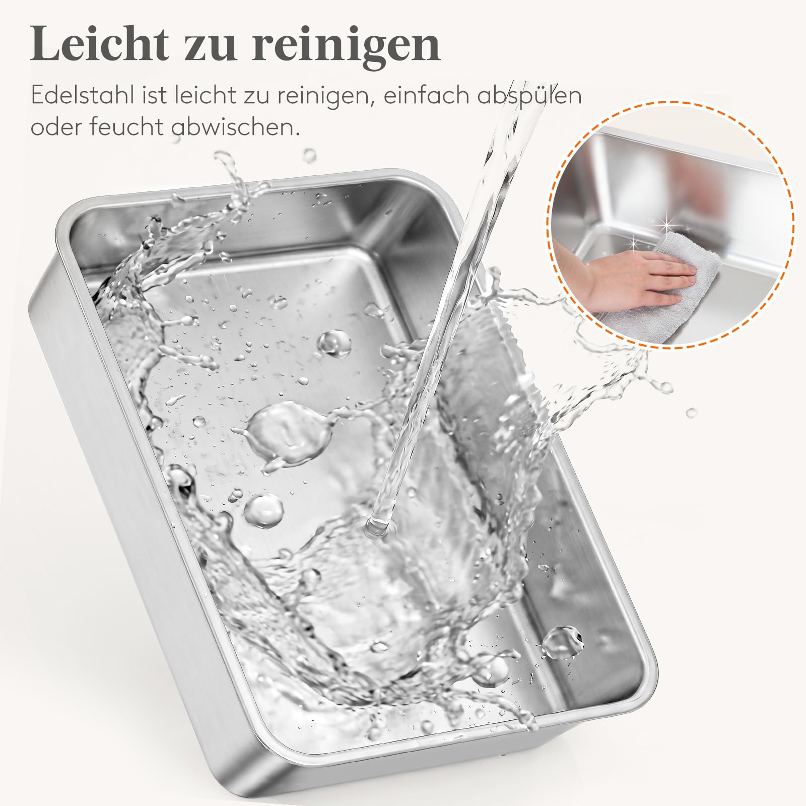 Lifewit Große Katzenklo Edelstahl mit Schaufel, Offene Katzentoilette mit hohem Rand für Mittelgroße und Große Katzen, Geruchsarm Katzen Klo, Cat Litter Box, leicht zu reinigen, 58x37x26cm, Grau