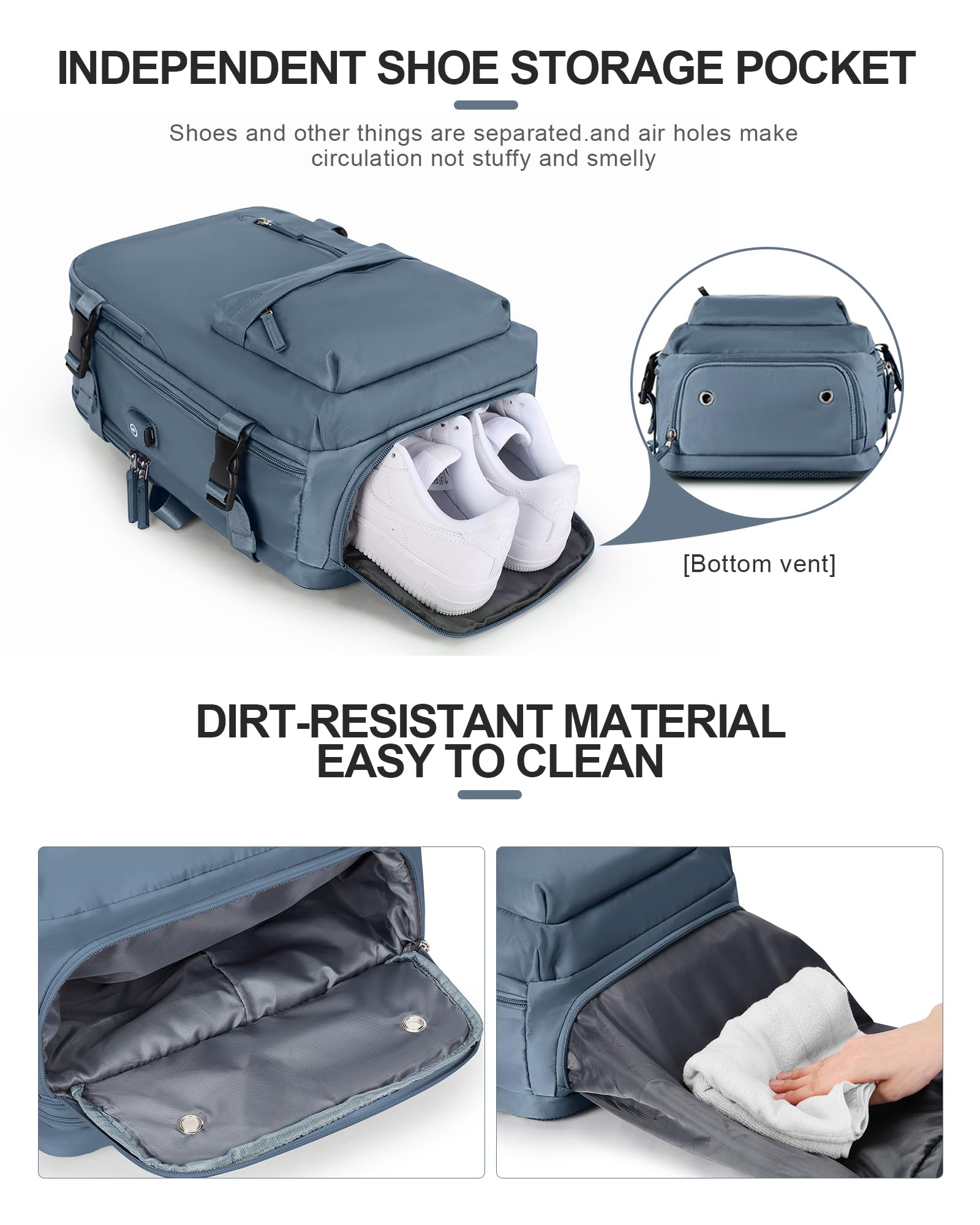 BJLFS Borse da Cabina per Ryanair 40×20×25 Bagaglio a Mano Easyjet 45×36×20 Borsa Zaino da Viaggio, Zaino da trekking,Zaino Casual per laptop da 14 pollici per scuola con porta di USB