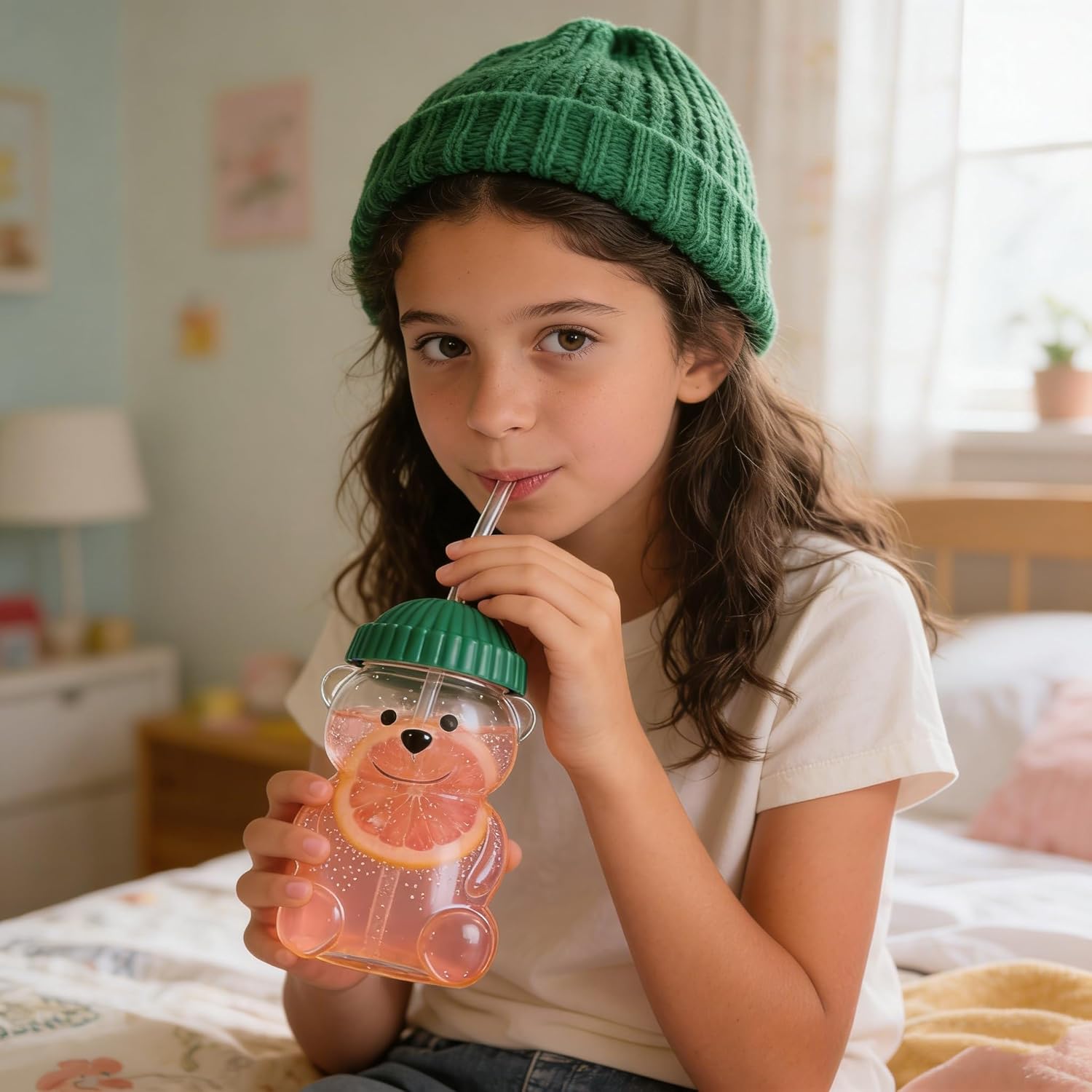 New Glass Bear Cup with Straws and Lids, 20oz Bear Mug High Borosilicate Material for All Beverages Ldeal for Valentine's Day and Holiday Gifts - Image 6