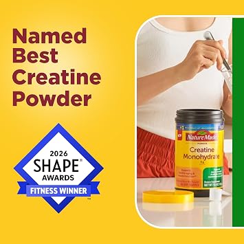 Nature Made Micronized Creatine Monohydrate Powder 5 g per Serving, Unflavored Drink Mix Powder, Muscle Support, 450 g, 90 Day Supply