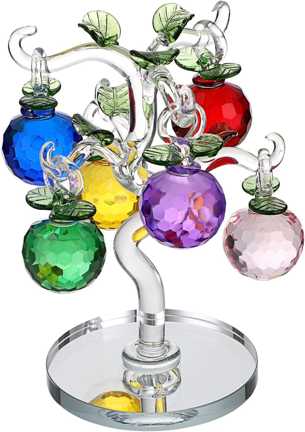 OwnMy Crystal Apple Tree Ornament - Artificial Figurine, Decorative Collectible, Glass Paperweight, Table Decoration Centerpiece for Living Room, Home Office, Birthday Gift