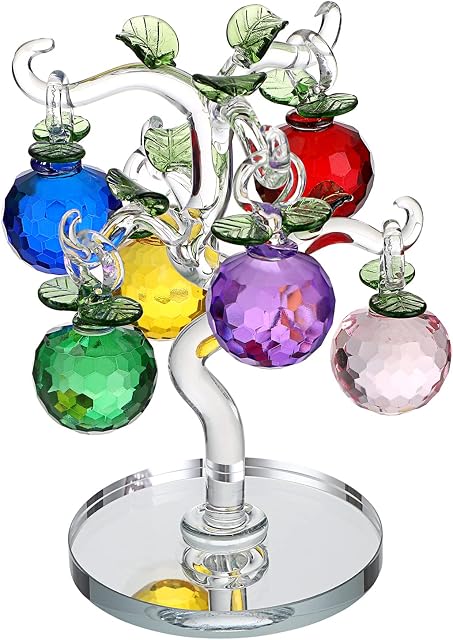 BTSKY Crystal Glass Apple Tree -- Artificial Tree Figurine Ornament Table Decoration Feng Shui Crystal Apple Tree Decoration
