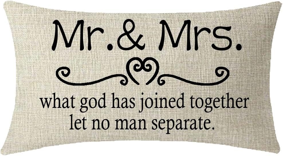 ITFRO Wedding Party Proposal Gift Mr and Mrs Letters Words from Bride Bridegroom to Sister Friends Couch Sofa Decorative Lumbar Cotton Linen Throw Pillow Case Cushion Cover 12x20 Inches