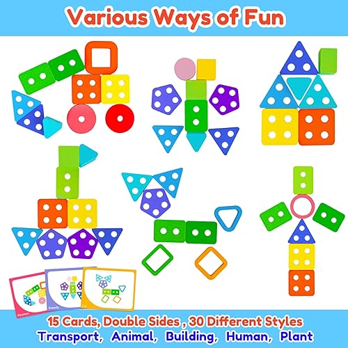 Miniatura 6 de Juguetes Montessori para niños y niñas de 1, 2, 3 años, regalos de cumpleaños, clasificadores de formas de color, juguetes apilables de madera para