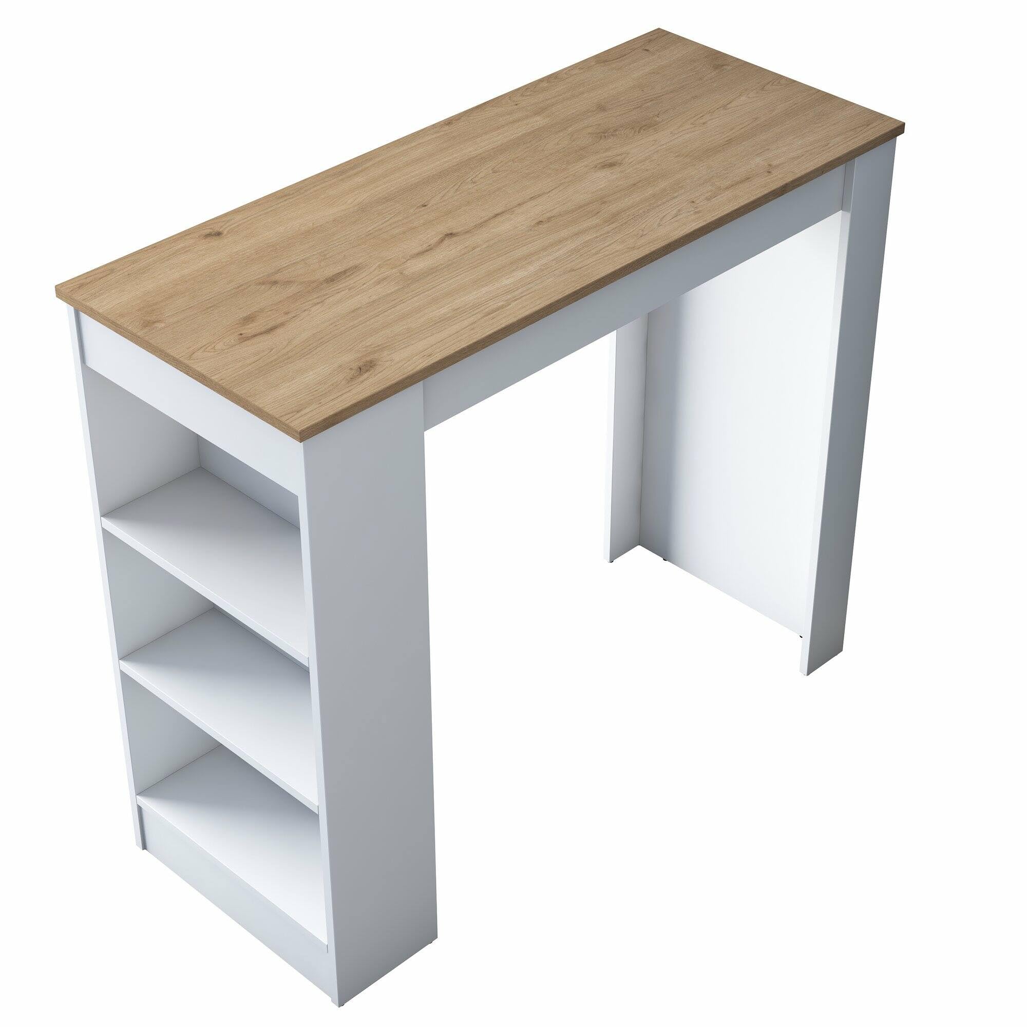 Dmora - Tavolo fisso Navi, Ripiano da cucina, Consolle per sala da pranzo, Ripiano rettangolare fisso, 120x50h100 cm, Noce e Bianco