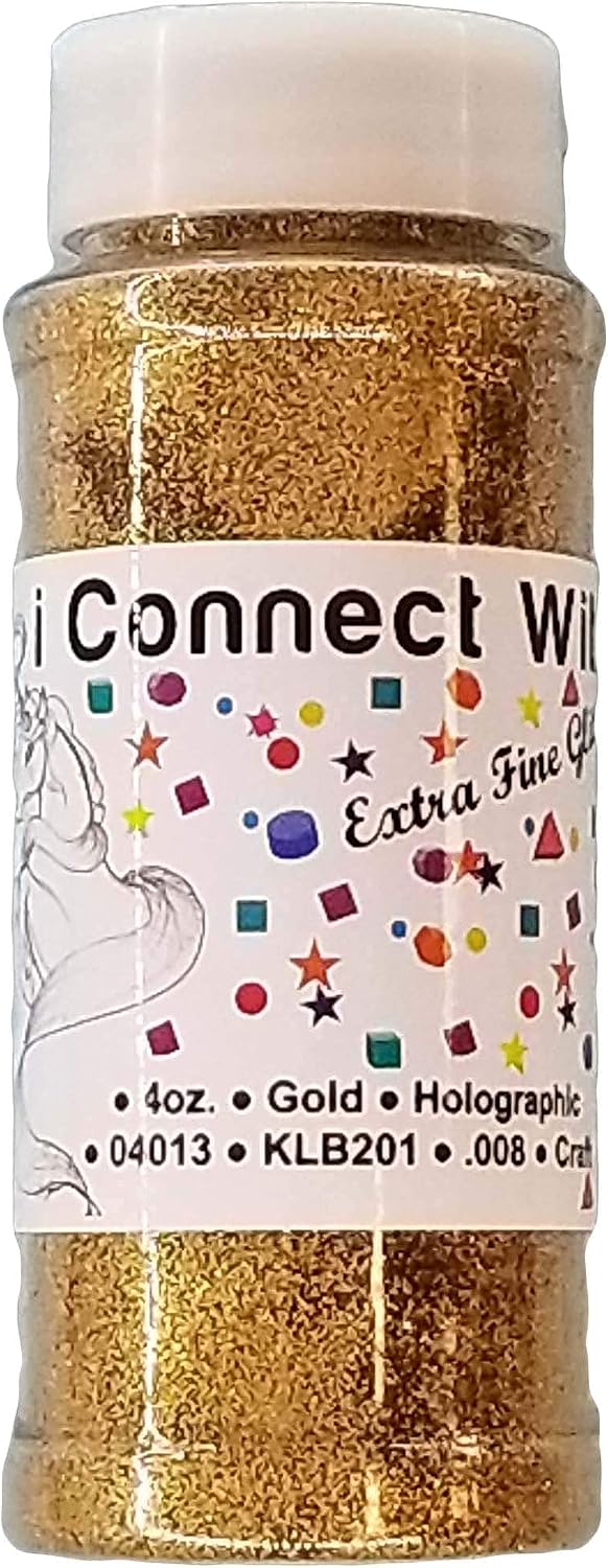 iConnectWith Glitter – Gold, Extra Fine Holographic Glitter; Multi-use for Crafts, Decorations, Nail Art, Makeup, Tumblers, Resin Art, and DIY Projects