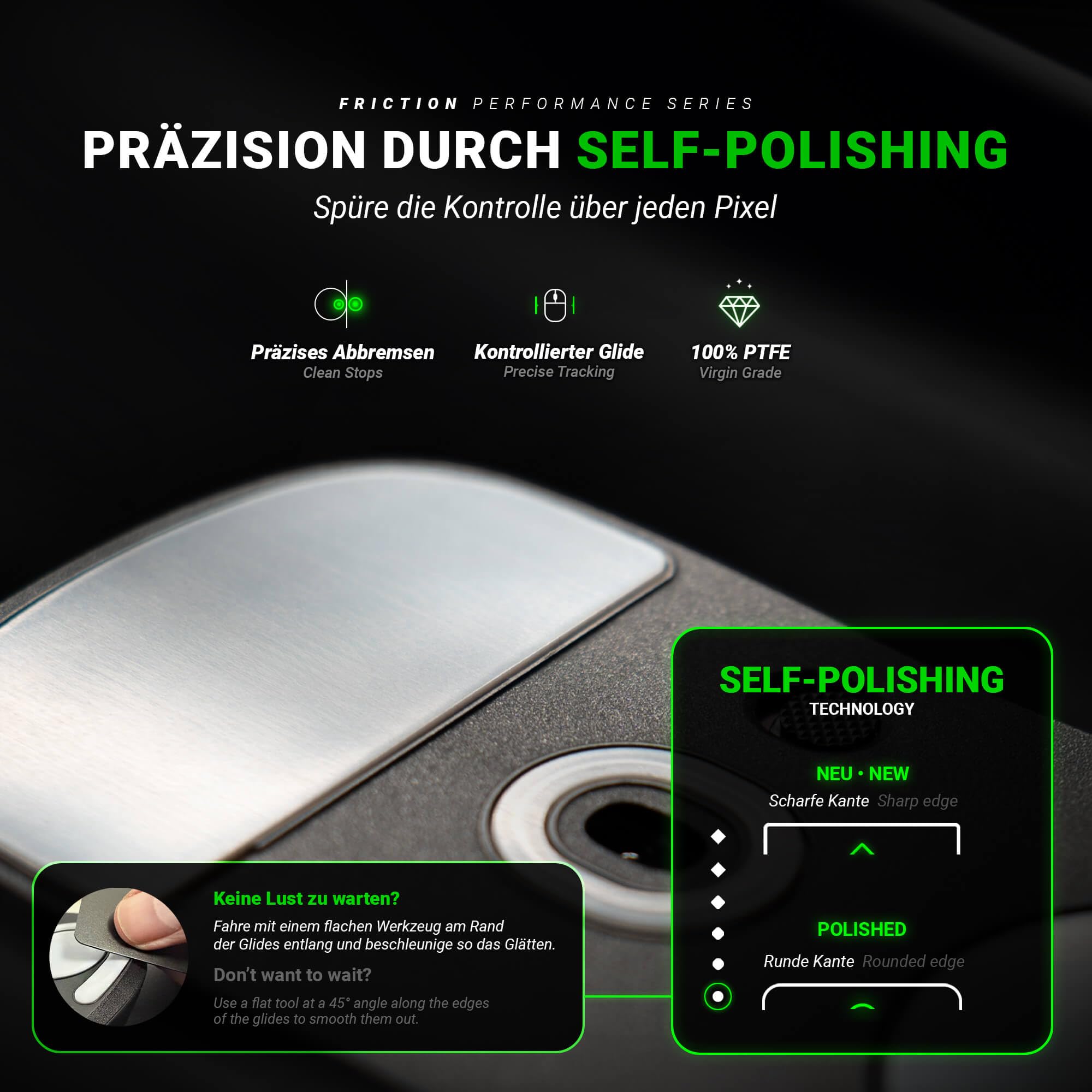 SensoryBoost FPS Glides (2 zestawy) – do Razer Viper Ultimate | CONTROL – Ślizgacze do myszy: kontrolowany i precyzyjny ślizg, samopolerujące się – Zapasowe stopki z PTFE