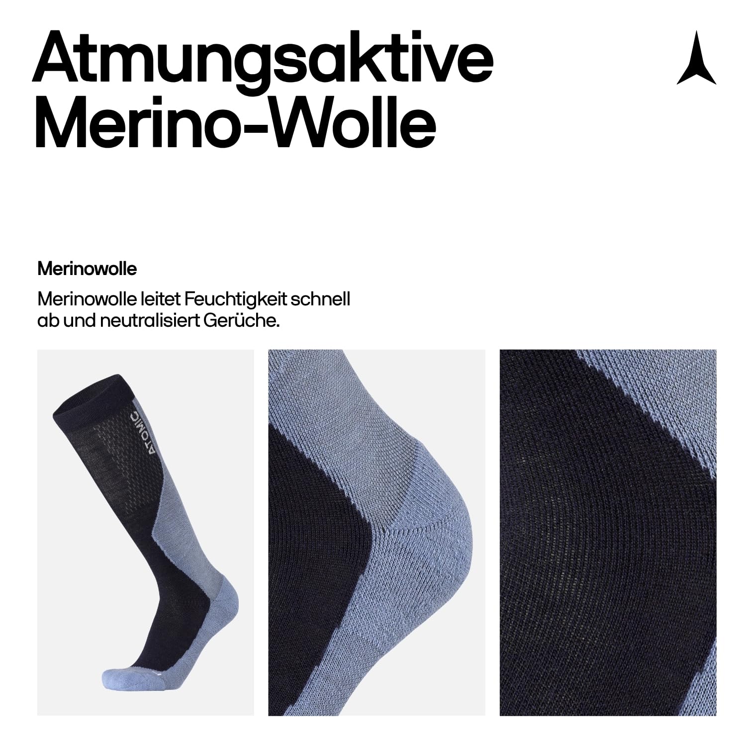 ATOMIC Performance Ski-Socken I Dünne Skisocken mit Polsterung I Leichte Strümpfe für Damen & Herren I Kniestrümpfe mit nahtloser Zehenbox I Skistrümpfe aus Merinowolle, Polyester & Nylon