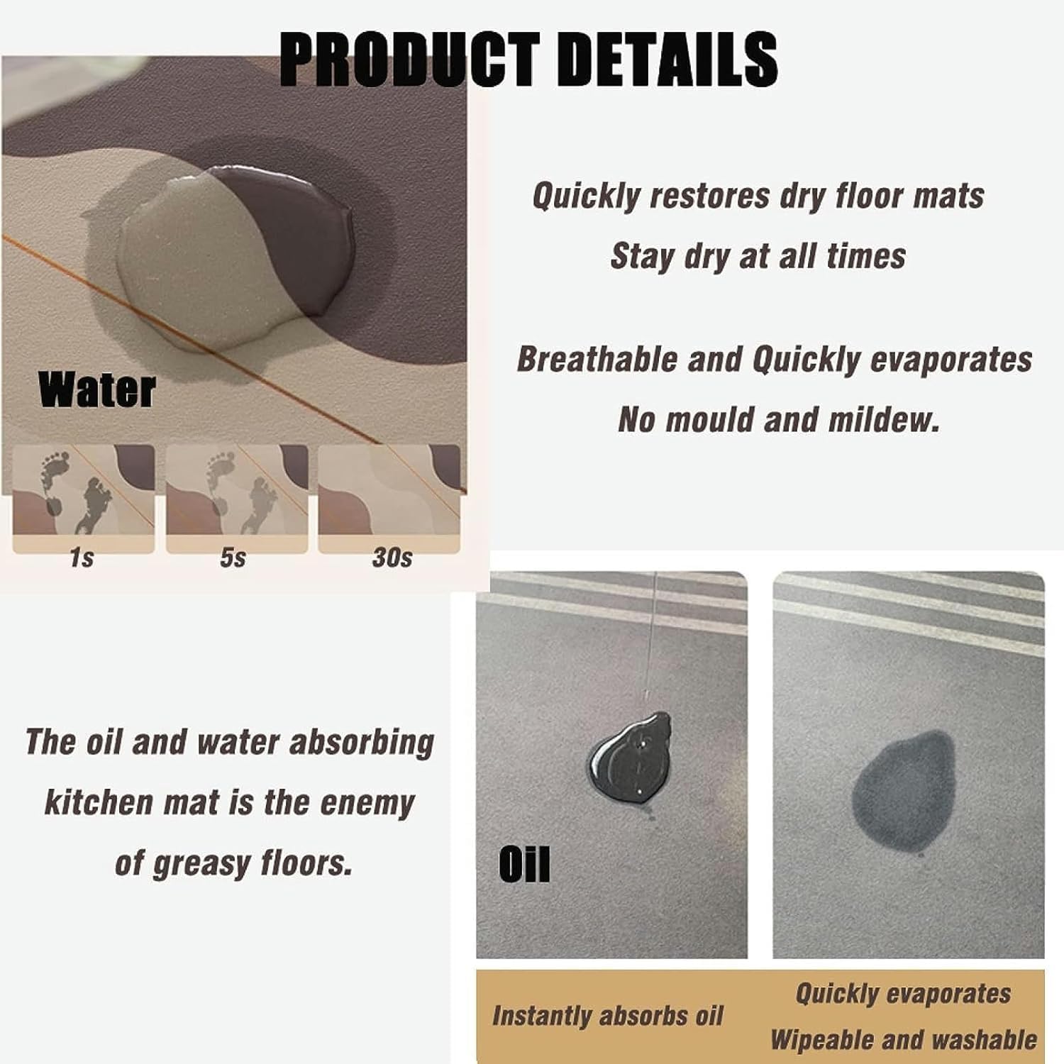 Anti Fatigue Kitchen Rug Sets 2 Piece Non Slip Kitchen Mats for Floor Cushioned Kitchen Rugs and Mats Waterproof Comfort Standing Mat Runner Rug Carpets for Kitchen Floor, Sink — Amazon image 5