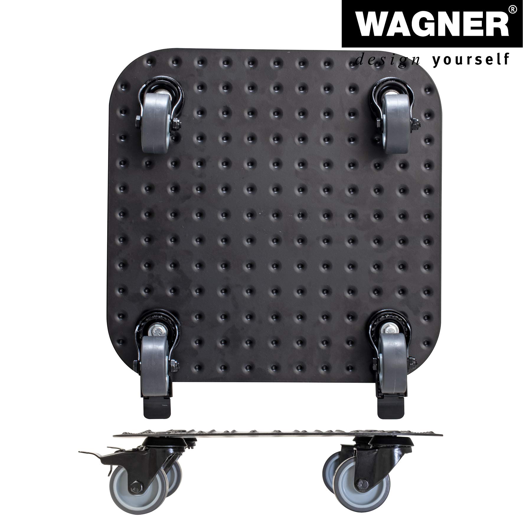 Wagner wózek do roślin Alaska Black 29 x 29 x 7,5 cm I wałek do kwiatów do użytku na zewnątrz + wewnątrz I aluminium, czarny I 2 całkowite blokady I nośność 150 kg I Made in DE - 20700801