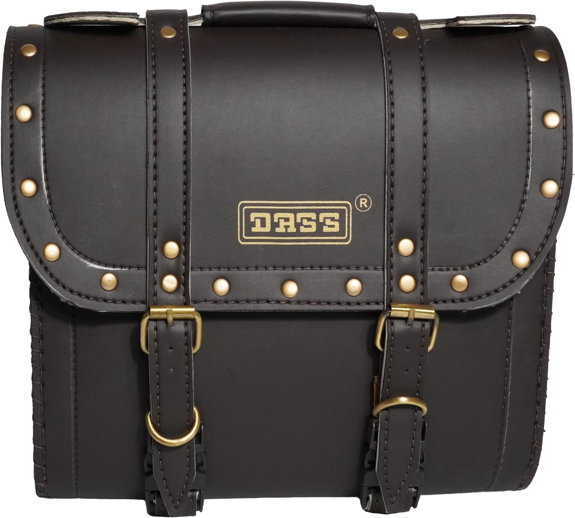 Dass Polyurethane Royal Enfield Square Saddle Bag Motorcycle Square Saddle Bag Double Front Lock Vehicle Compatibility of Bullet Motorcycles (Black)