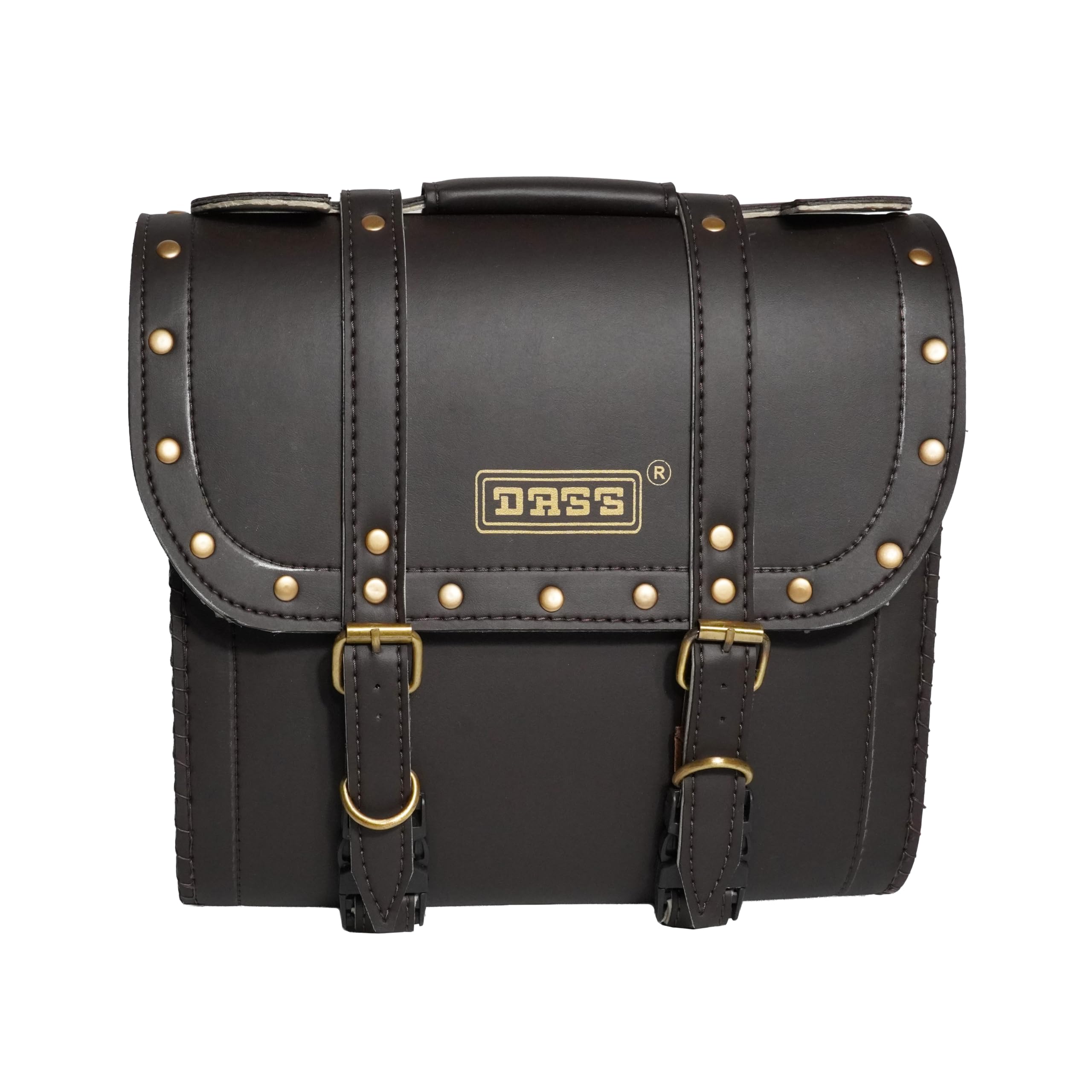 Dass Polyurethane Royal Enfield Square Saddle Bag Motorcycle Square Saddle Bag Double Front Lock Vehicle Compatibility of Bullet Motorcycles (Black)