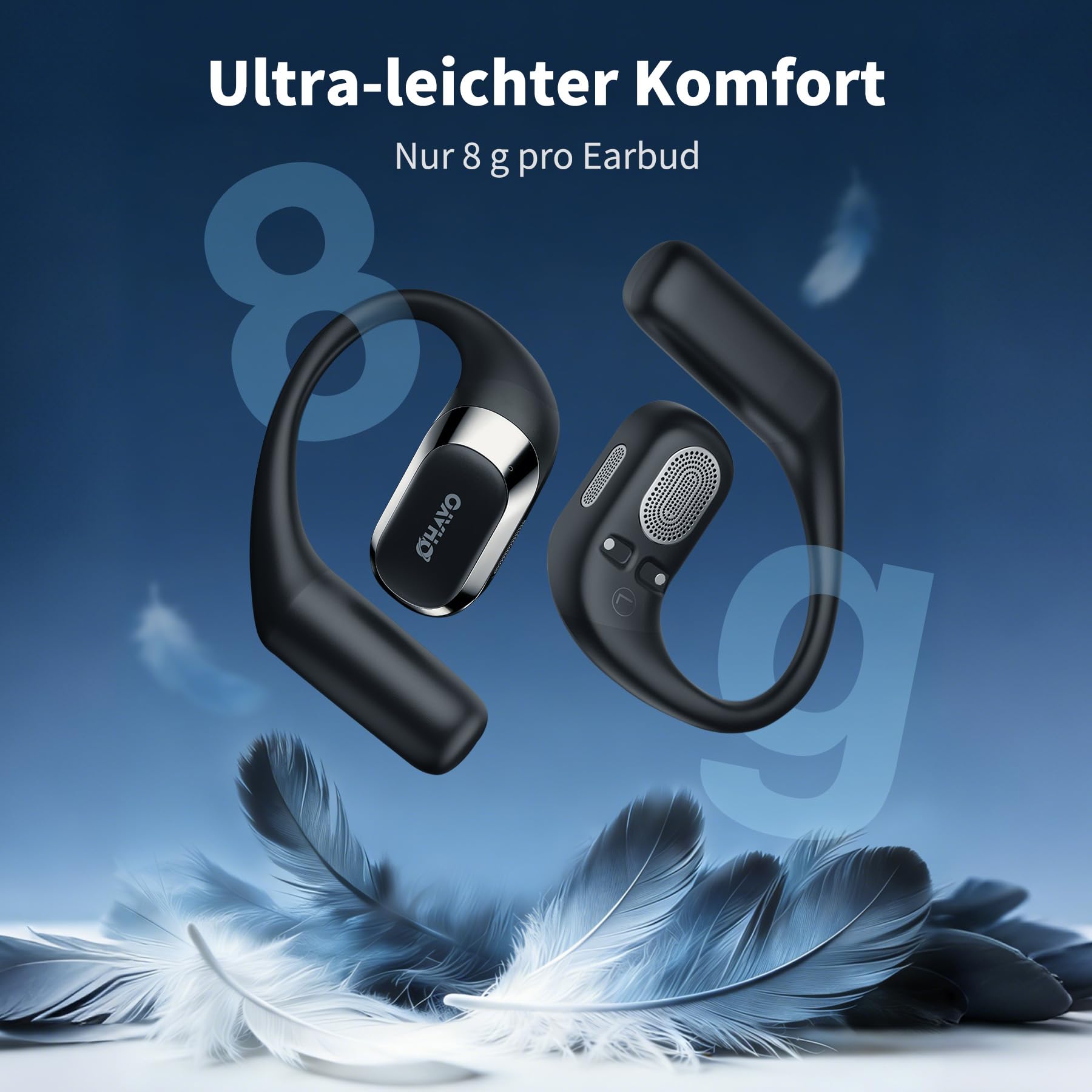 OHAYO Ecouteurs Sport, Écouteur sans Fil Sport avec 4 ENC Mic, Écouteur Bluetooth 5.4, IPX7 Étanche Oreillette Bluetooth Running, Faire du vélo, 40H d'autonomie, Basses Profondes, USB-C Charge Rapide