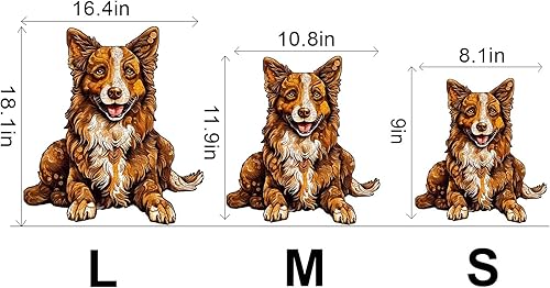 Miniatura 6 de WOODBESTS Rompecabezas de madera para adultos, rompecabezas inteligente de perro Border Collie (L, 300 piezas, 16.4 x 18.1 pulgadas), hermosa caja
