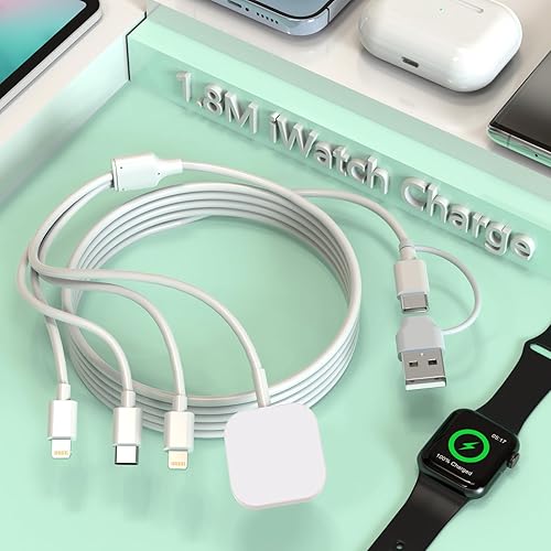Cable cargador universal 6 en 1, cargador de reloj USB A+USB C + Lightnning*2+adaptador de cable tipo C para reloj Series 8 7 6 5 4 3 2 1 SEiPhone