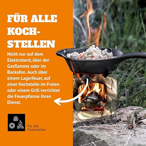 Miniatura 5 de Petromax Sartén de hierro fundido para cocina o campamento, utensilios de cocina pre-sazonados para fogata o horno y estufa casera, conduce el calor