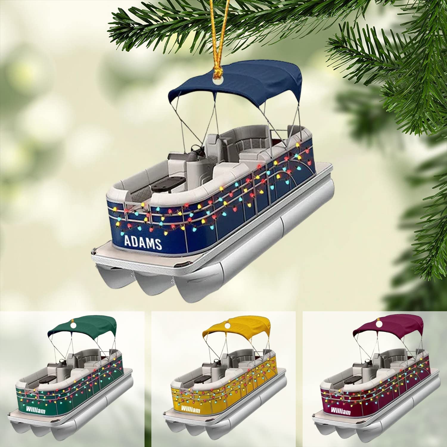 AOVL Personalized Pontoon Boat Christmas Ornament - Pontoon Lover Gift