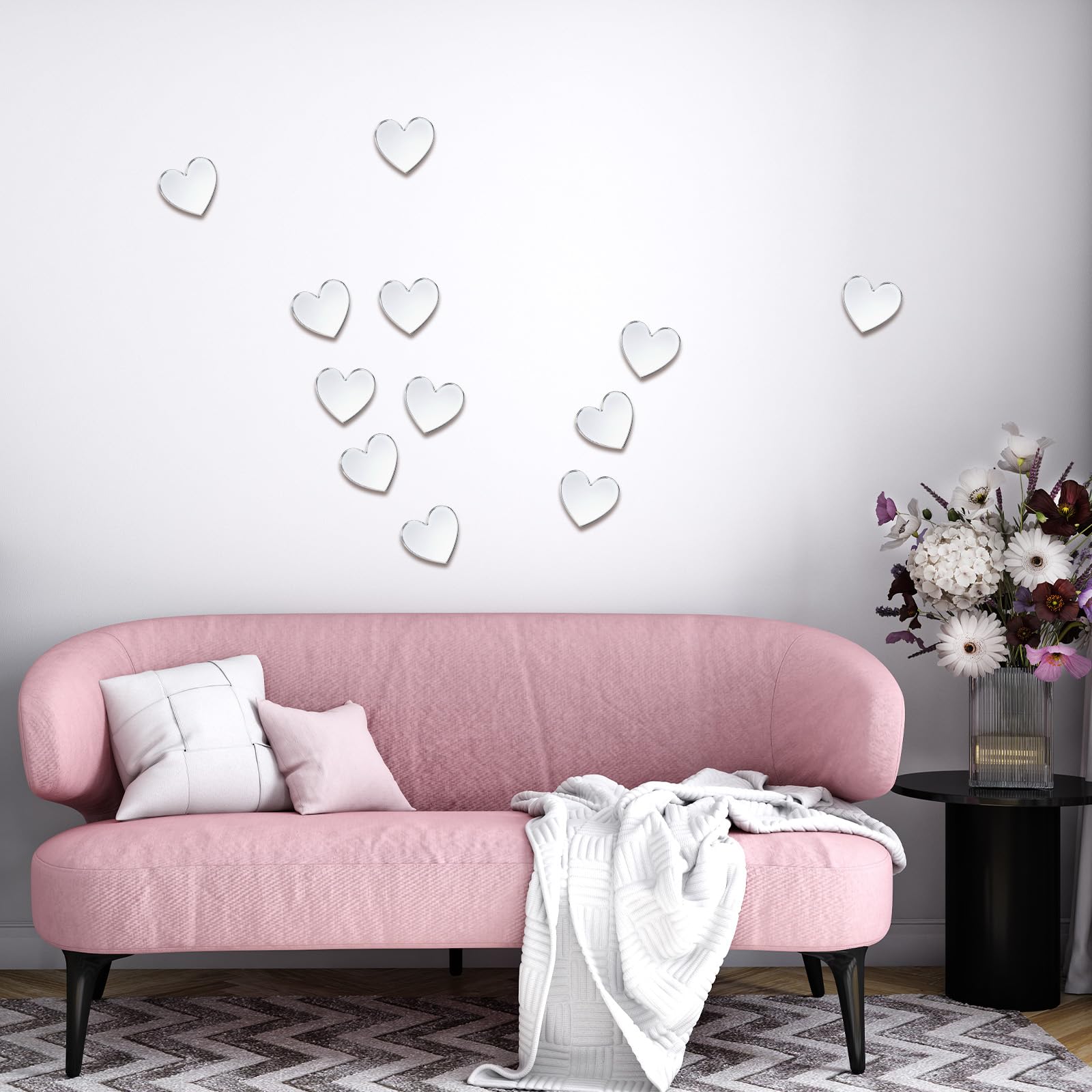 100 Pieces Small Mirrors for Crafts Mini Size Heart Mirror Tiles Acrylic Heart Shaped Mirrors for DIY Home Wall Table Kitchen Room Home Decor Traveling (0.78 Inch)