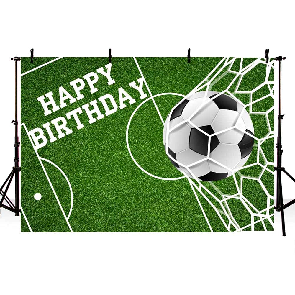 Uniquer Soccer Theme Happy 7th Birthday Banner - Large 70.87"x43.31" Outdoor/Indoor Decoration With Rope (Green) - View #9