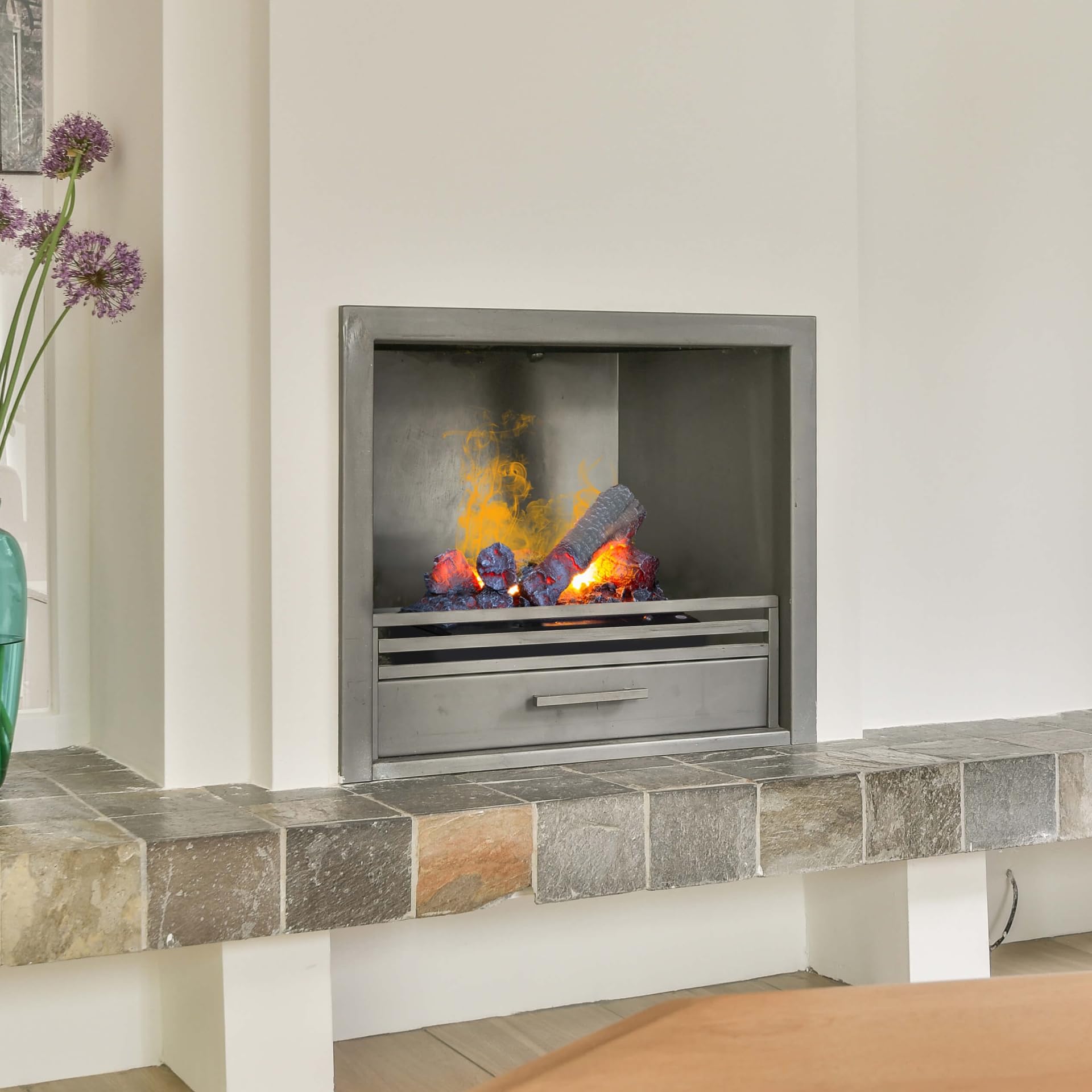 Xaralyn - Caminetto elettrico a LED da parete Castello 70 3D, a risparmio energetico, non richiede camino