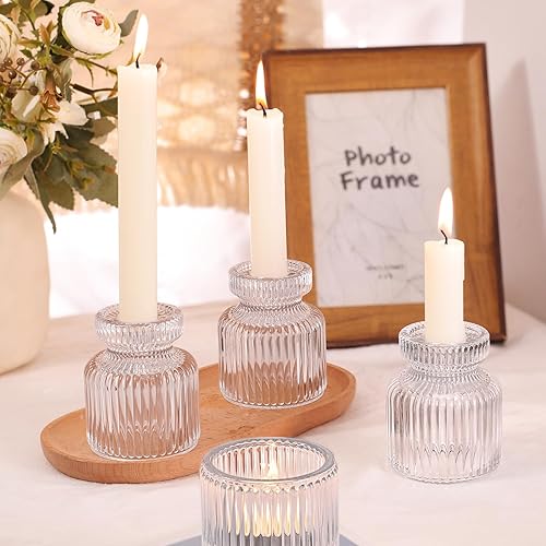 Miniatura 4 de DARJEN 12 portavelas de cristal, portavelas cónicos transparentes, portavelas votivas para centros de mesa, bodas, cenas, decoración del hogar