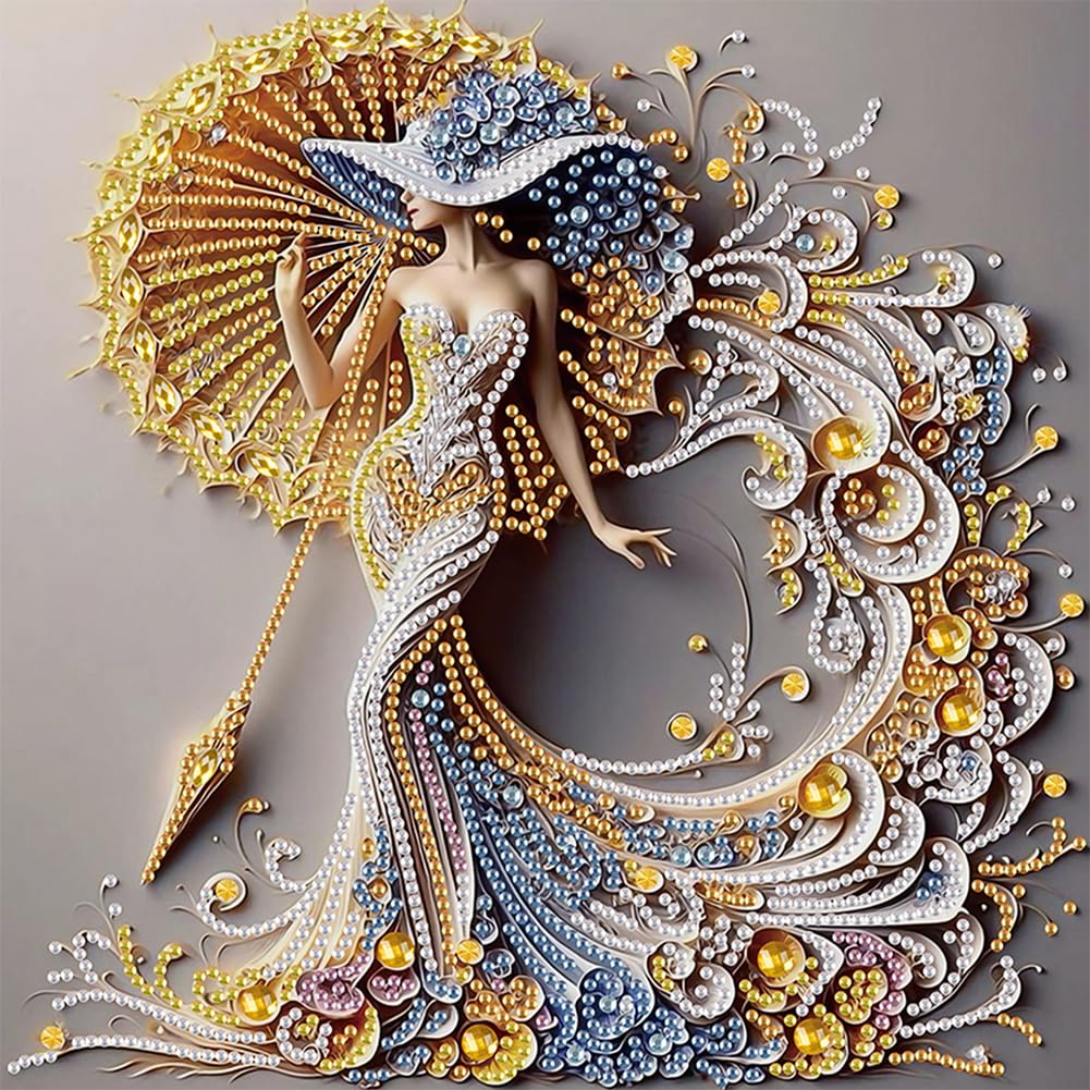 GETBSTOOP 5D DIY Partial Special Shaped Drill Diamond Painting Kit, DIY Girl Diamond Art Kits for Beginner, Rhinestone Home Wall Decoration Art Craft 30x30cm