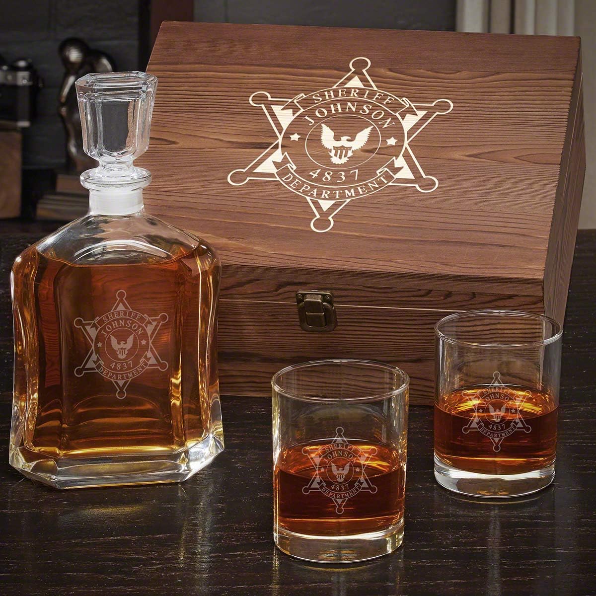 Sheriff Badge Personalized Argos Decanter Set