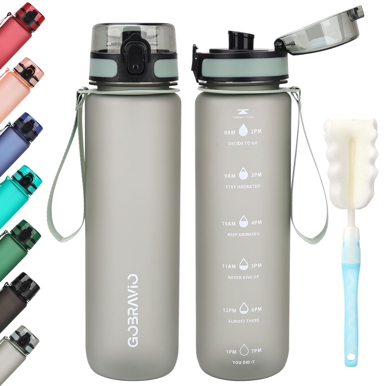 Gobravio Water Bottle 1l, Drinking Bottle BPA Free, Sports Bottle Leakproof Dishwasher Safe Water Bottle for Teenager, Adult, Sports, Hiking, Gym, Outdoor, School & Office — image 1