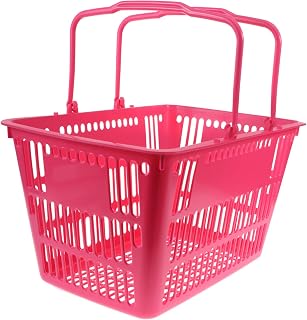 iplusmile Cesta De La Compra Cesta De Artículos Diversos Carrito De Compras De Plastico Cesta De Supermercado Con Asa Cesta De Tiendas Minoristas El Plastico Largo Rosa Tirar De La Cesta