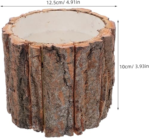 Miniatura 2 de 5 macetas rústicas de madera para plantas de interior y exterior, jarrones de corteza de árbol para decoración del hogar, jardín, patio y fiesta