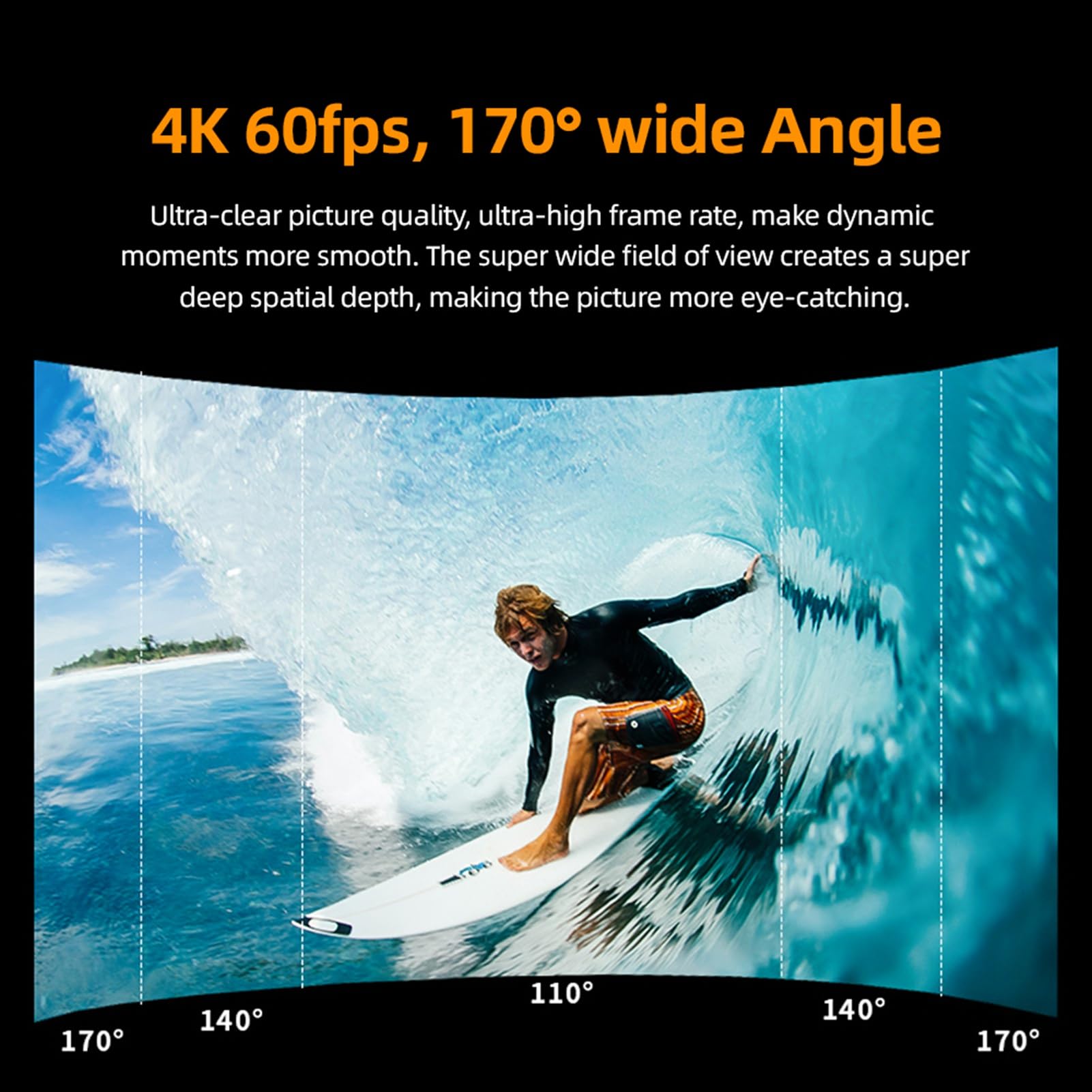 Action Camera 4K 24MP Telecamera Sportiva con Doppio Schermo WiFi Obiettivo Grandangolare 170° Kit di Accessori di Montaggio Impermeabile 30M per Immersioni, Surf, Sci e Ciclismo