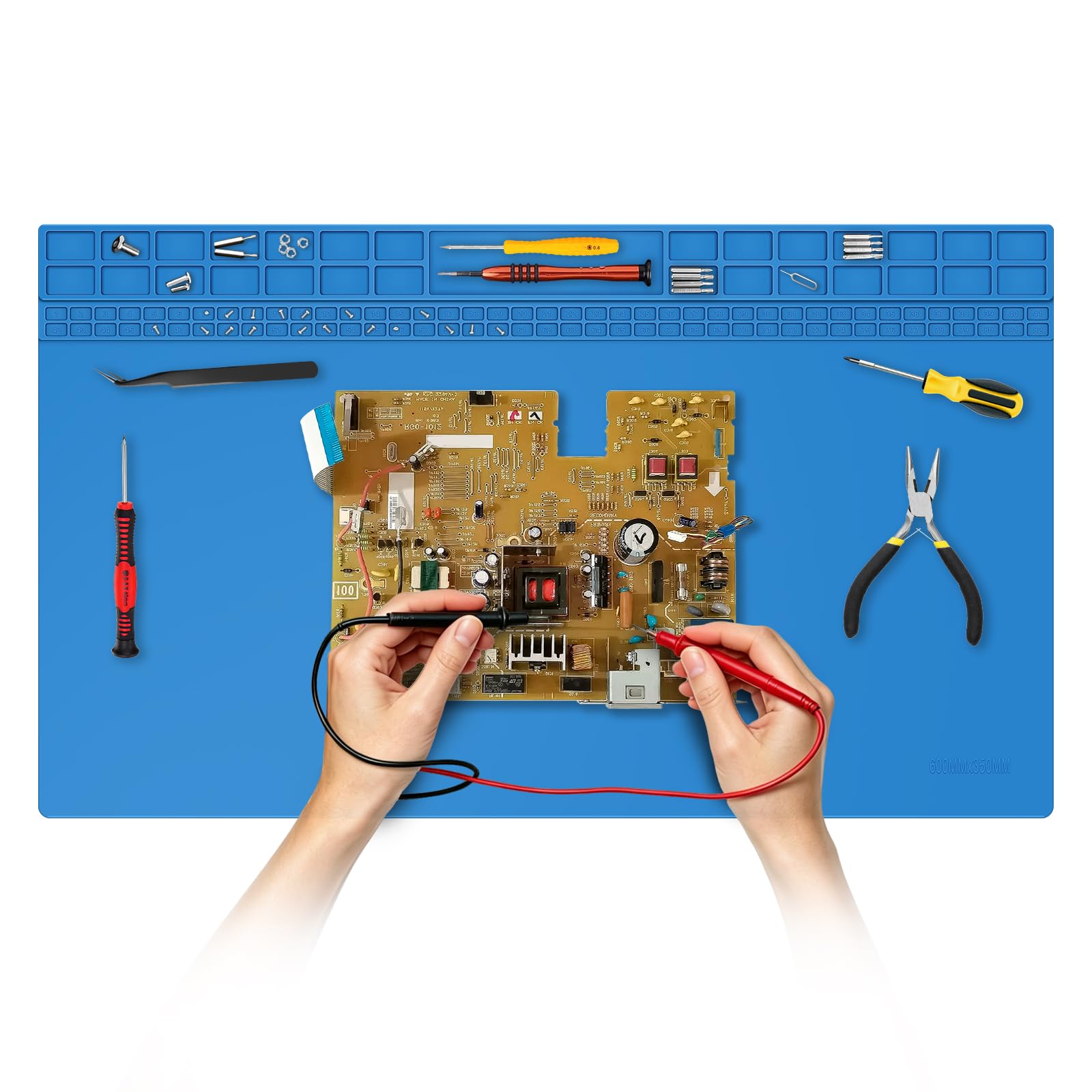 EEEKit Extra Large Soldering Mat, 60 x 35 cm Premium Silicone 932°F Heat Resistant Repair Mat, Non-Slip Large Silicone Work Mat for Soldering Iron, DIY Projects, Electronics, Phone & Laptop Repair