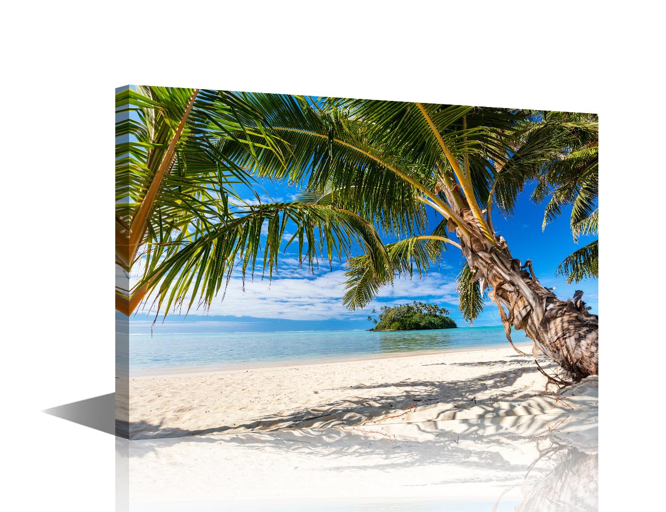 Tropical Beach Wall Art Exotic Island in Pacific Wall Decoration for Living Room Beach Wall Paintings 3 Pcs Canvas Home Decor Artwork Giclee Wooden Framed Stretched Ready to Hang (16''Wx 24''H)
