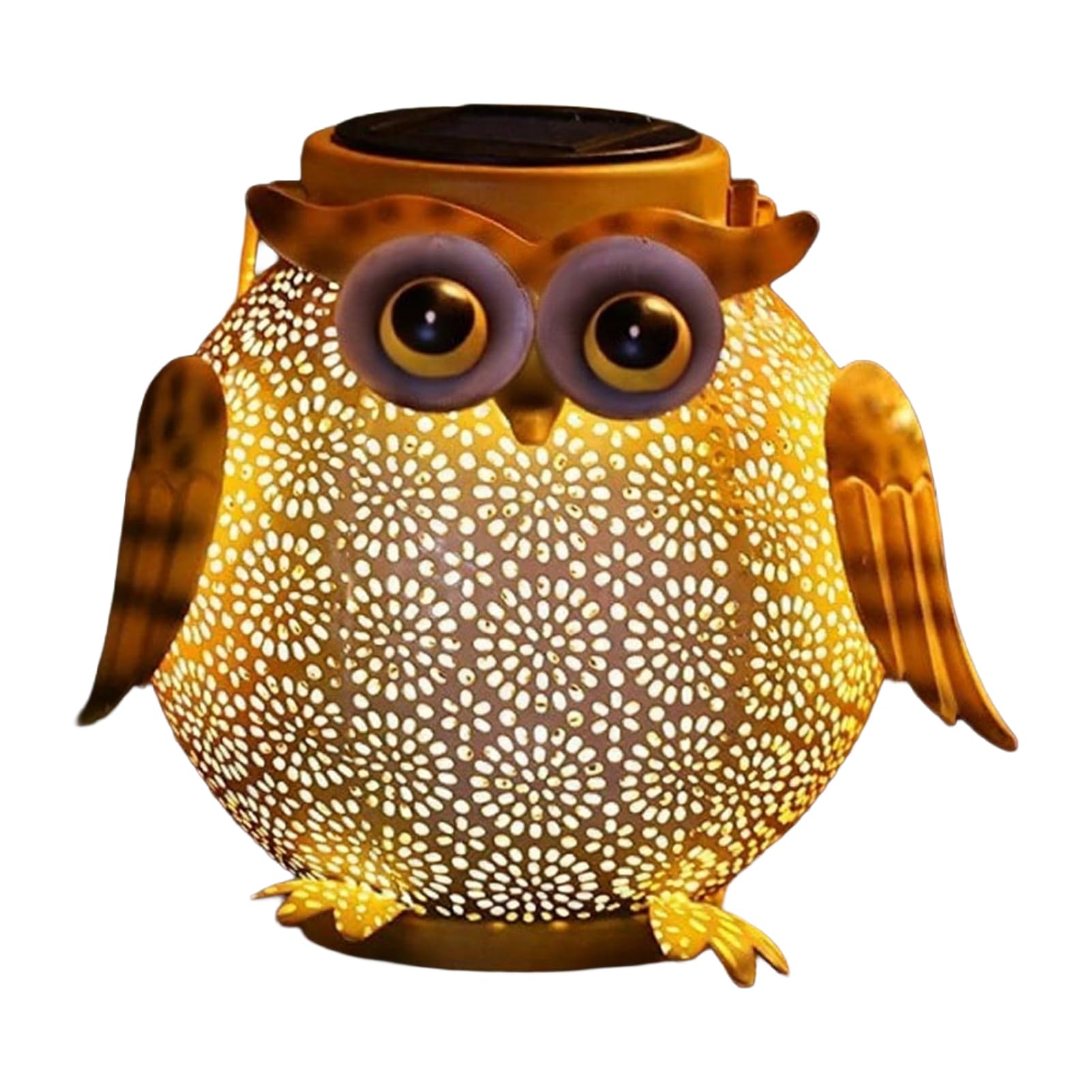 sugerou Iron Owl Solar Garden Light, Outdoor Decorative Metal Hanging Lantern, IP55 Waterproof Night Lamp for Yard Patio Porch, Warm LED Landscape Lighting, 6.5x6.5x6.5 Inch A1