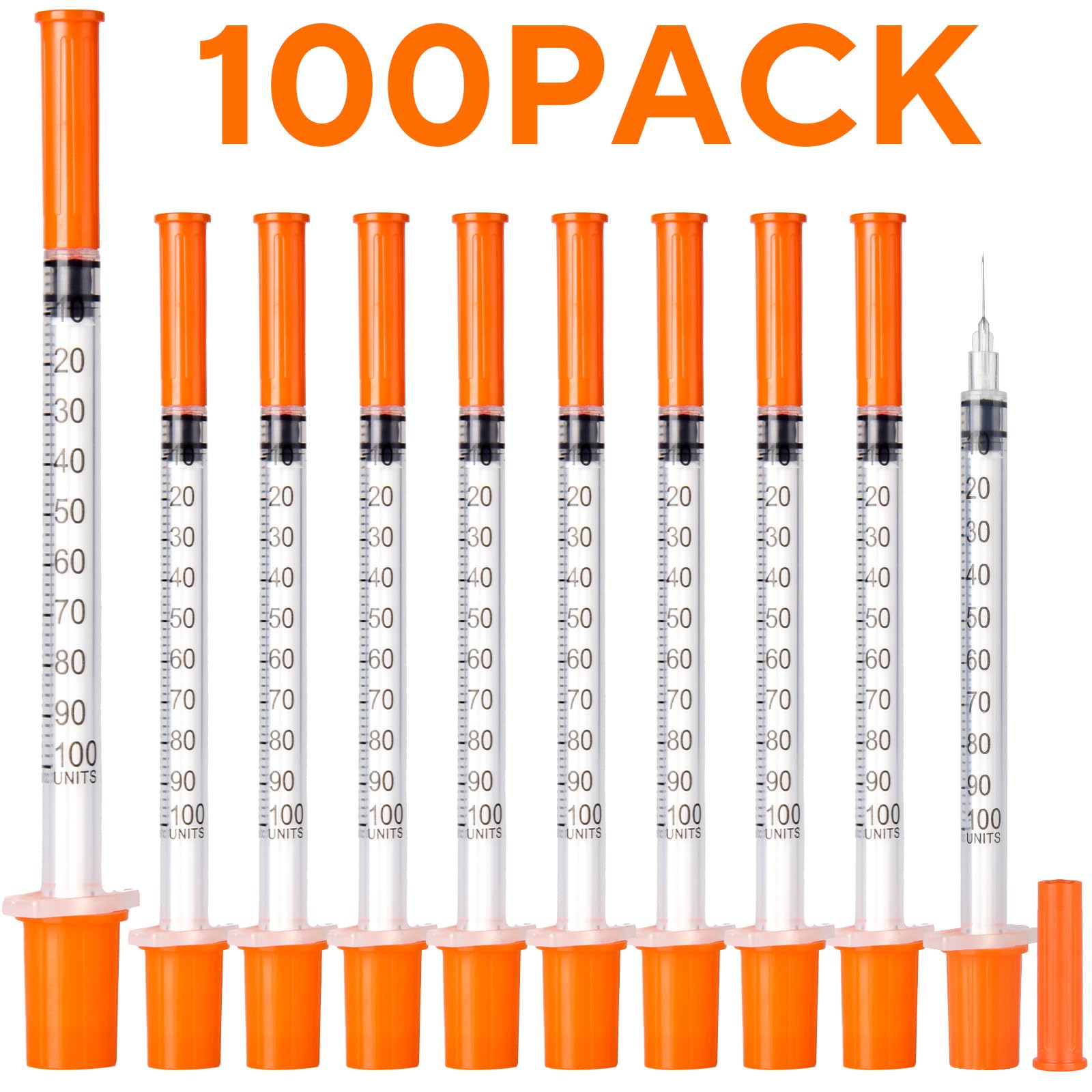 U-100 Syringes, 31G 5/16" (8mm) 1ml/cc Disposable Syringe, 100PACK — Amazon image 2