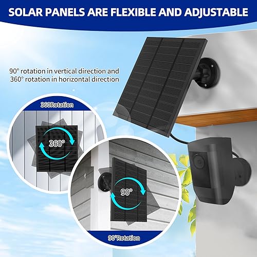 Miniatura 3 de Cargador de panel solar para cámara de 5 W, para panel solar Ring Outdoor Cam Plus, Stick Up Cam Pro, cámara para exteriores (cámara adhesiva),
