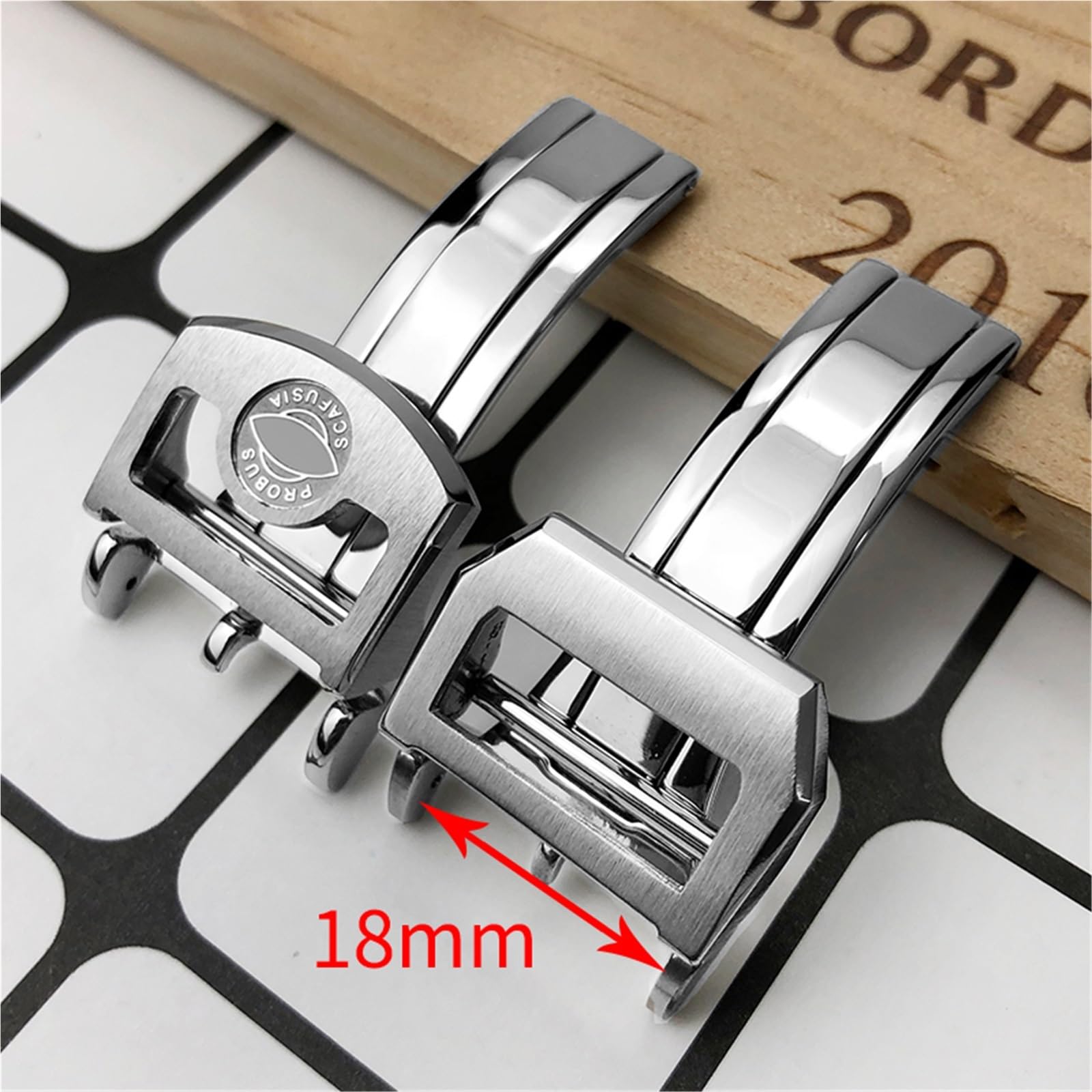 Fibbia per orologio deployante in acciaio inossidabile 316L da 18 mm, per chiusura pieghevole per cinturino in pelle IWC Spitfire
