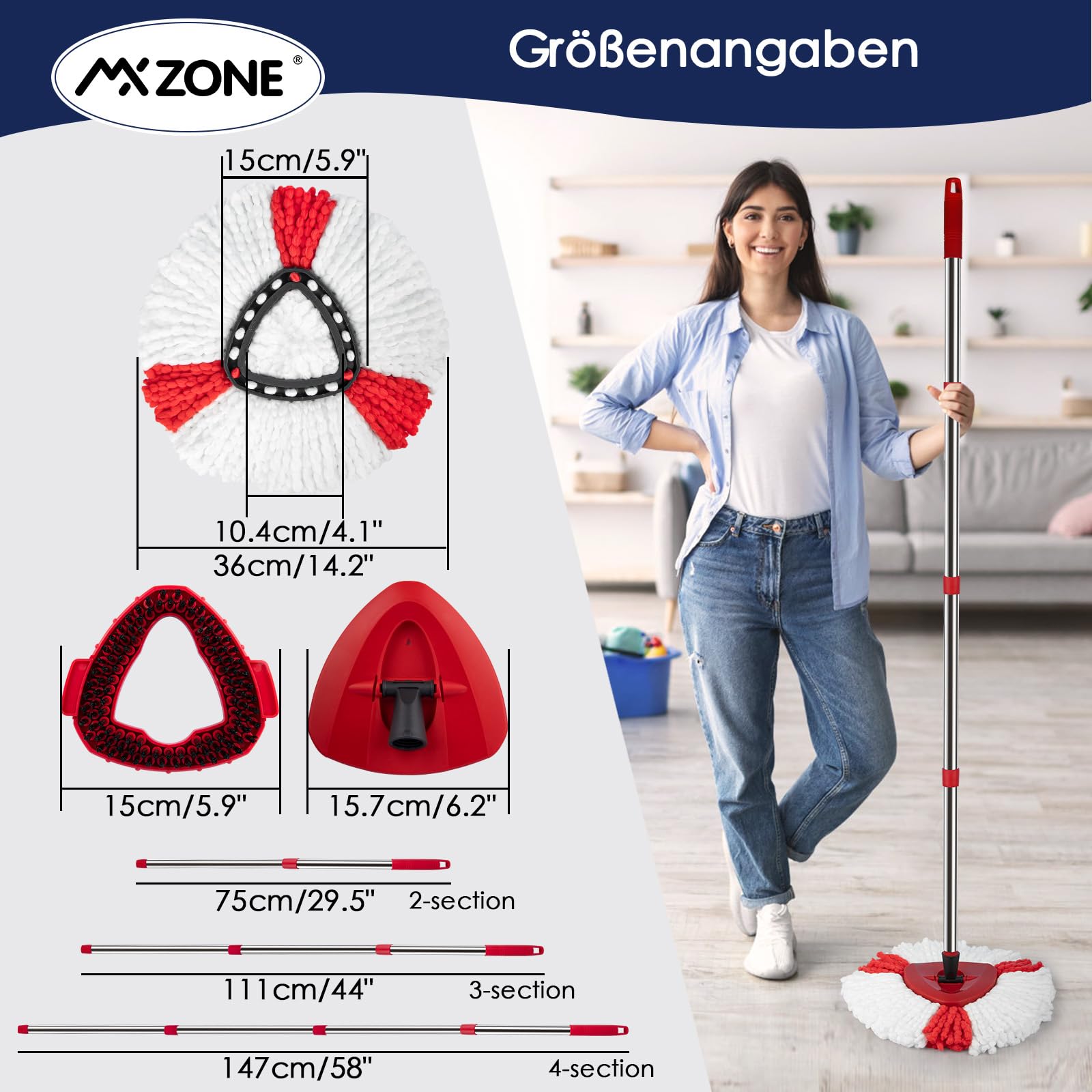 GFRED Base Rotante di Ricambio Compatibile con Vileda EasyWring Mop 1-Tank System Testa di Ricambio Accessori Base Triangolare per Mocio-1 Pezzo Unico