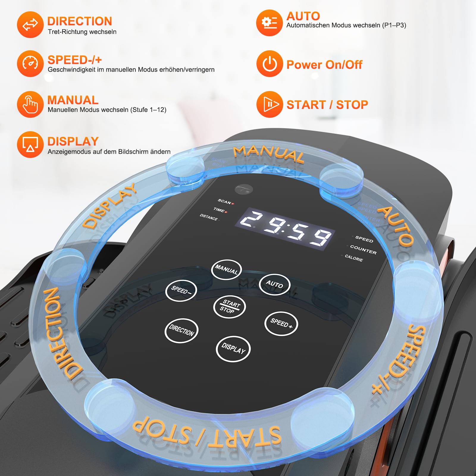 XDDIAS Mini Elektrischer Crosstrainer, Untertisch Ellipsentrainer für Zuhause mit Fernbedienung, LED-Display, 12 Geschwindigkeiten, Mini Ellipsentrainer Leise& Tragbar Stepper für Senioren Erwachsene