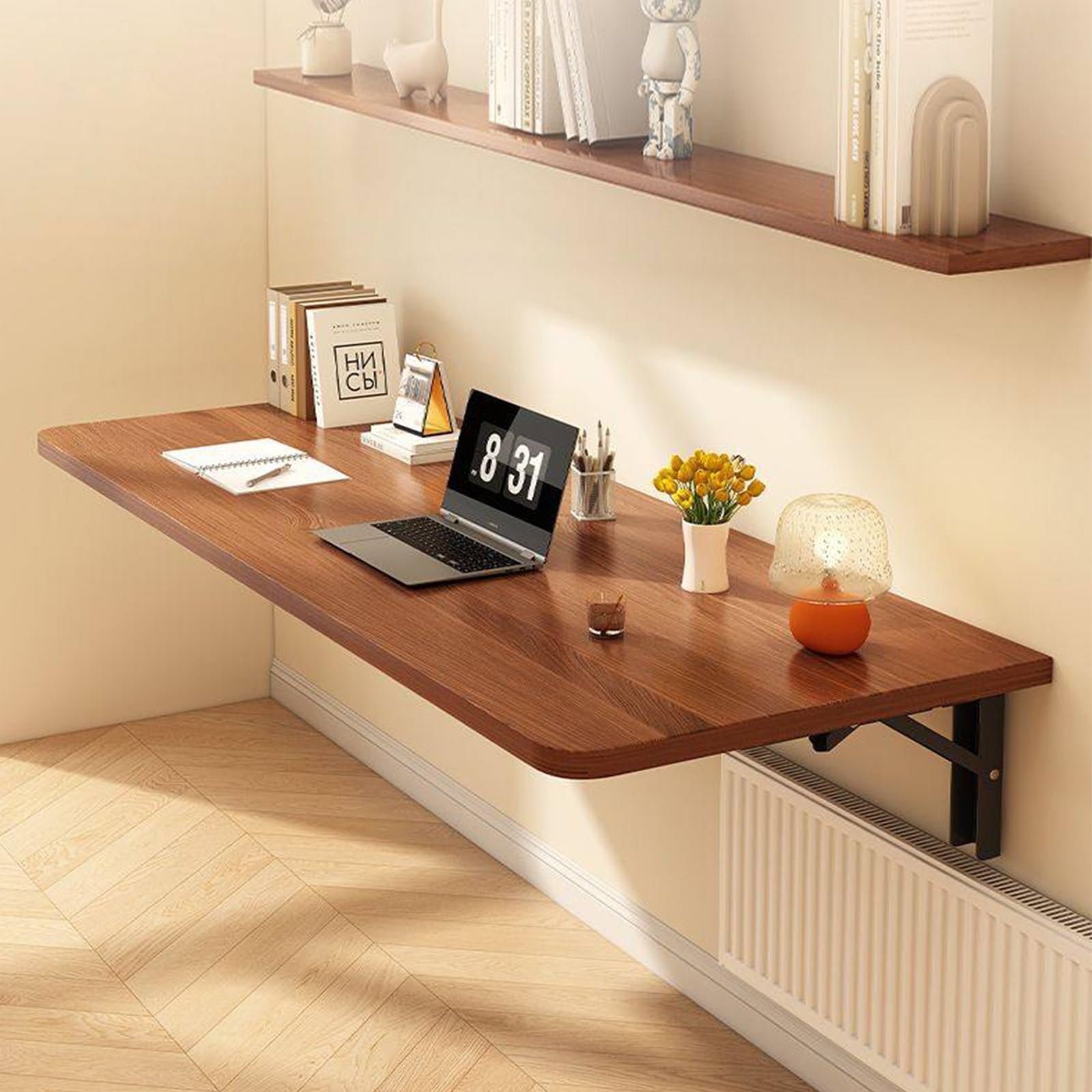 Table pliante fixation murale NEPHRA en bois pour bureau chambre et cuisine